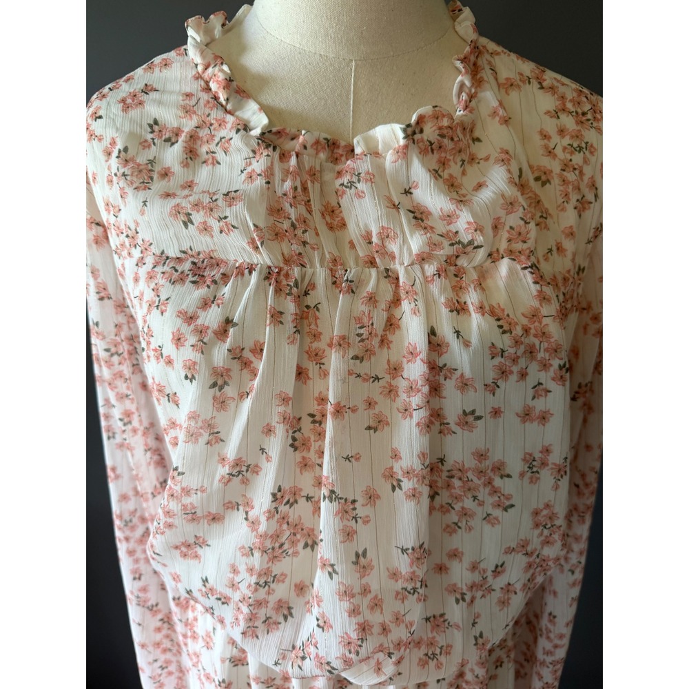 Draper James RSVP Floral Smocked Waist Midi Dress Pink White Gold 3X NWT - Picture 3 of 10